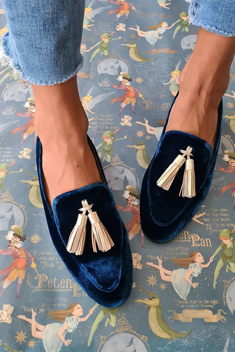 Kimberly Benn | Loafers In Midnight With Champagne Tassels