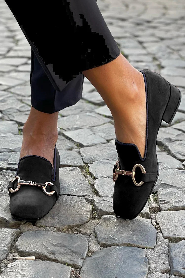 Kimberly Benn | Black Loafers With Golden Bit