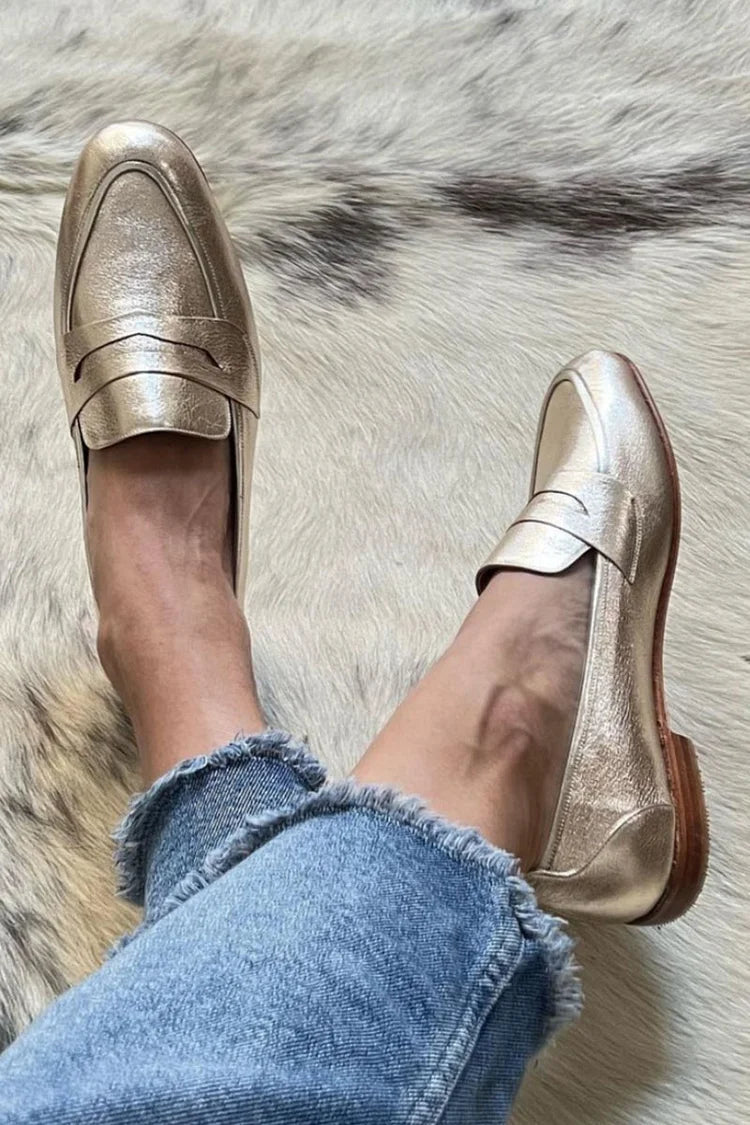 Kimberly Benn | Shiny Light Gold Loafer