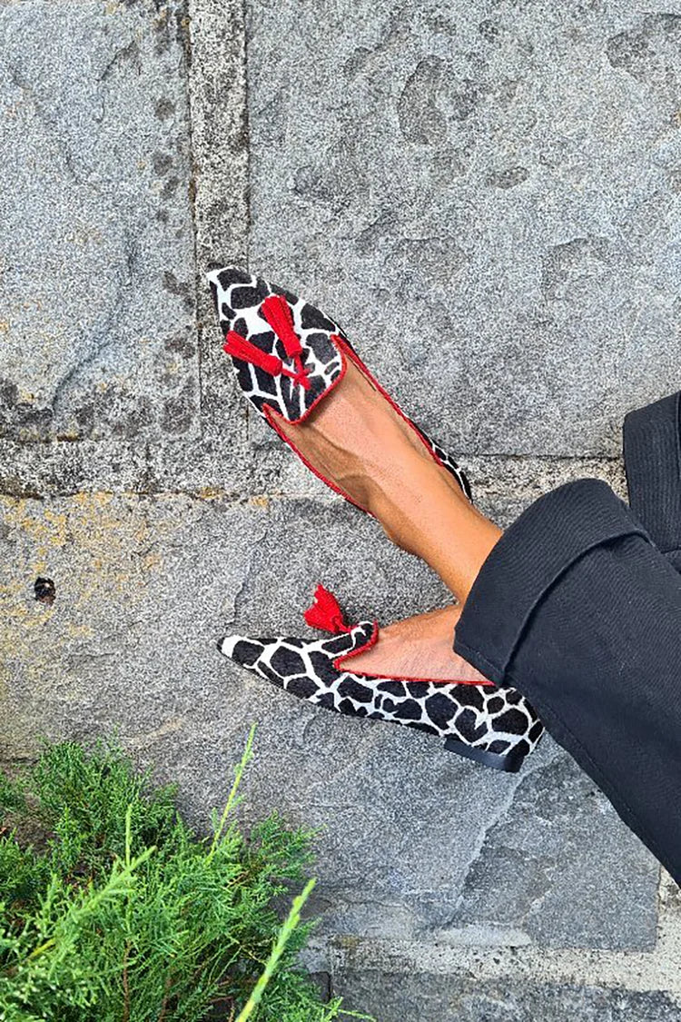 Kimberly Benn | Animal Print Loafer With Red Fringes