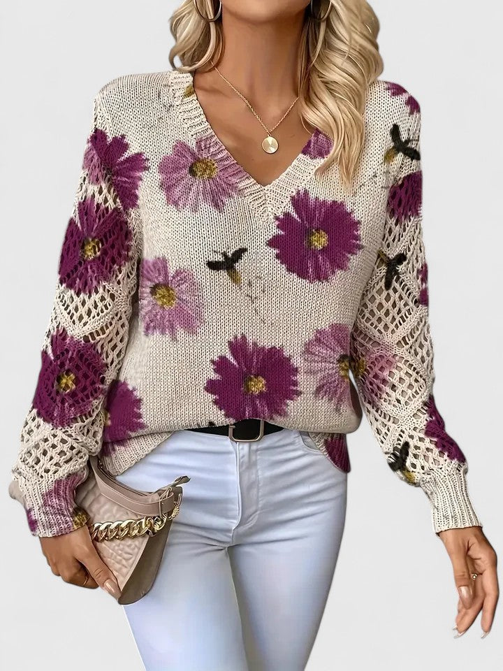 Kimberly Benn | Elegant Floral Knit Sweater