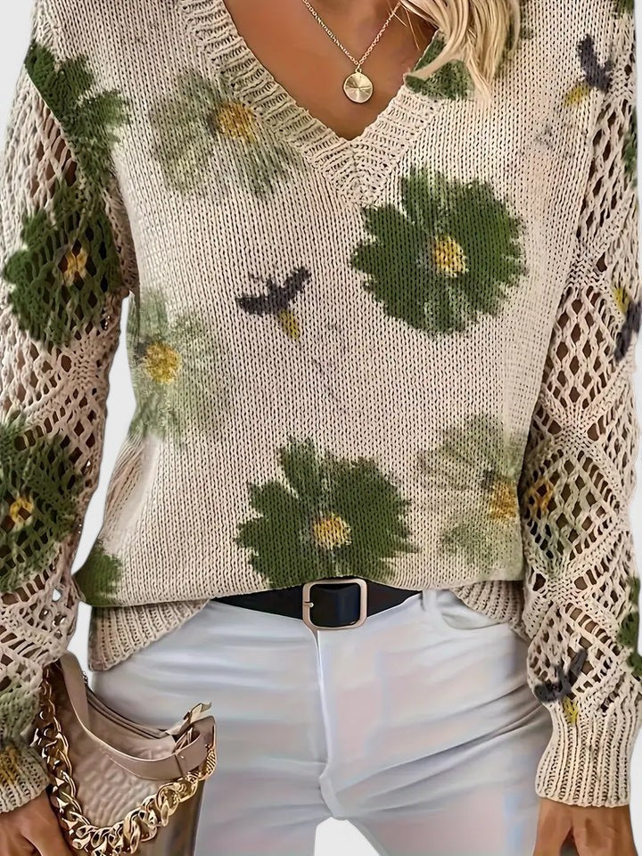 Kimberly Benn | Elegant Floral Knit Sweater