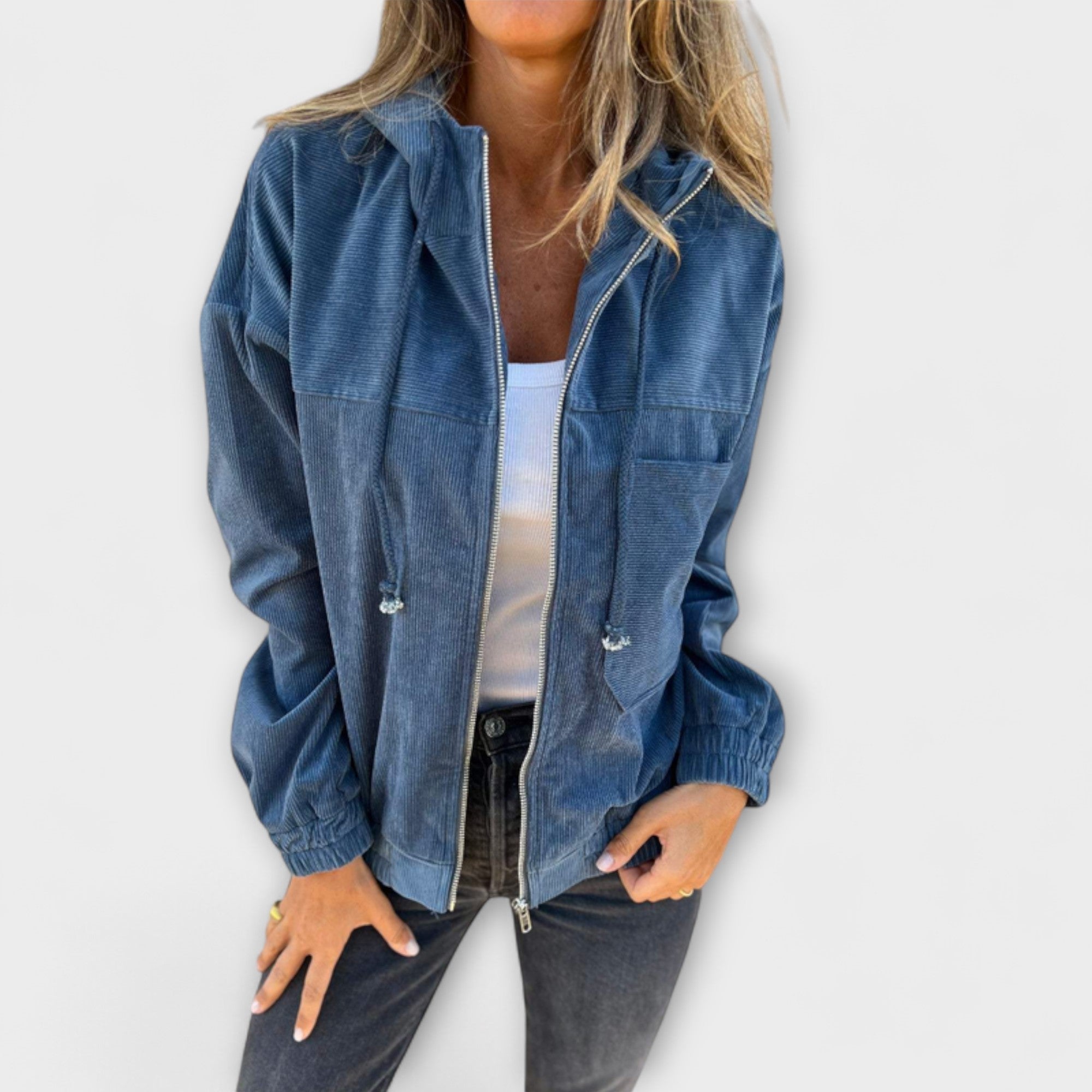 Kimberly Benn | Corduroy Zip-Up Hooded Jacket