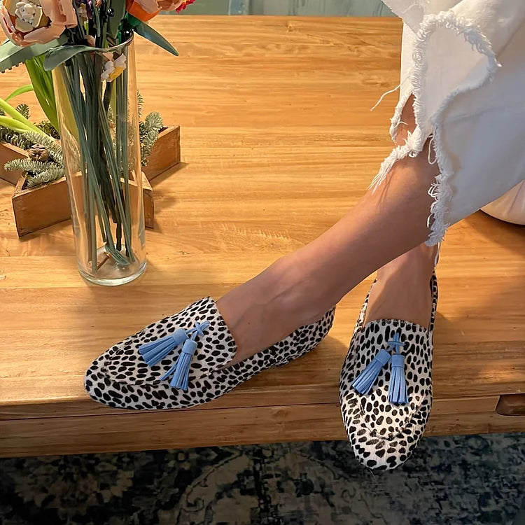 Kimberly Benn | Spotted Loafers With Blue Tassel