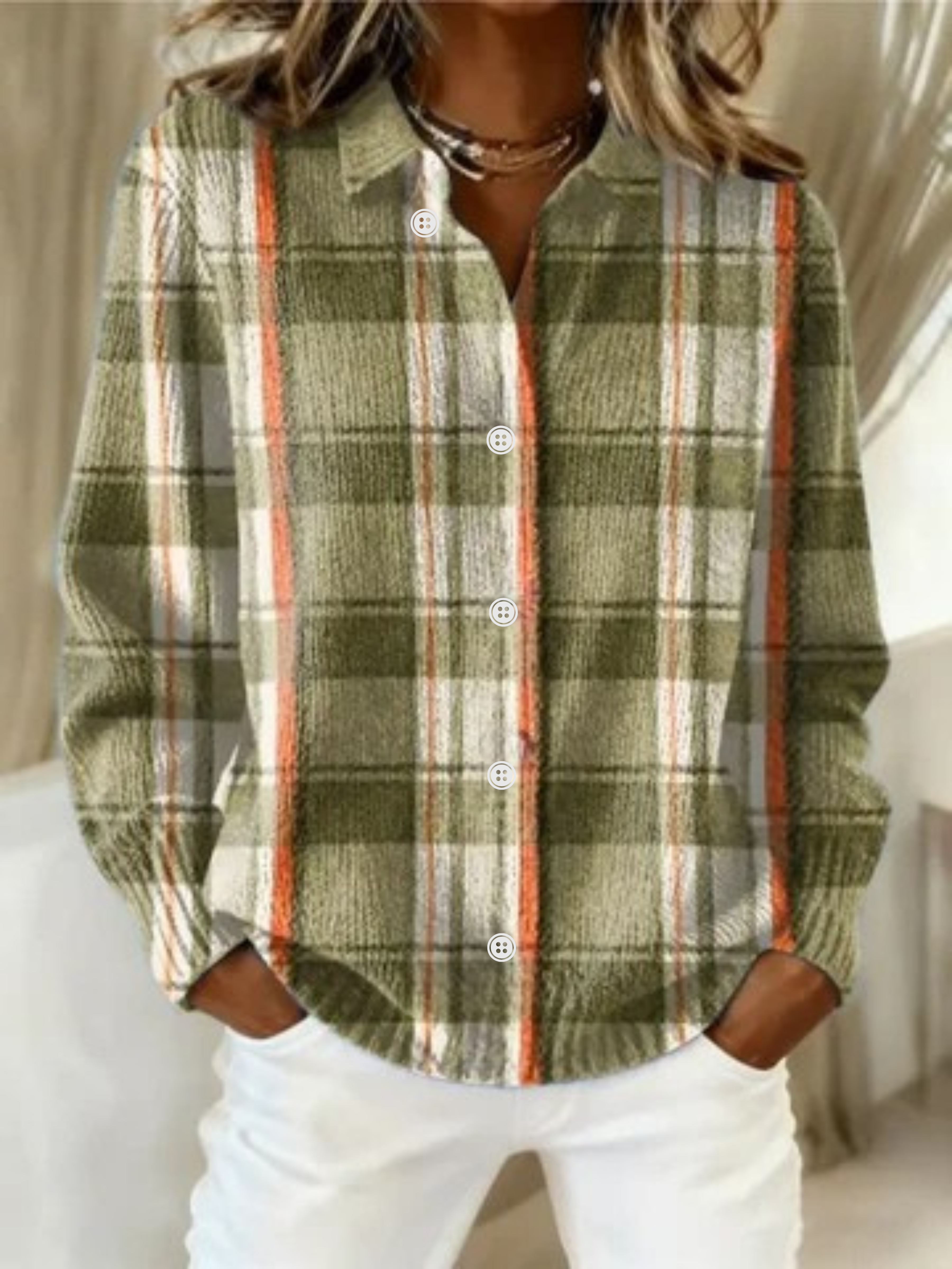 Kimberly Benn | Checked Hoodie Blouse