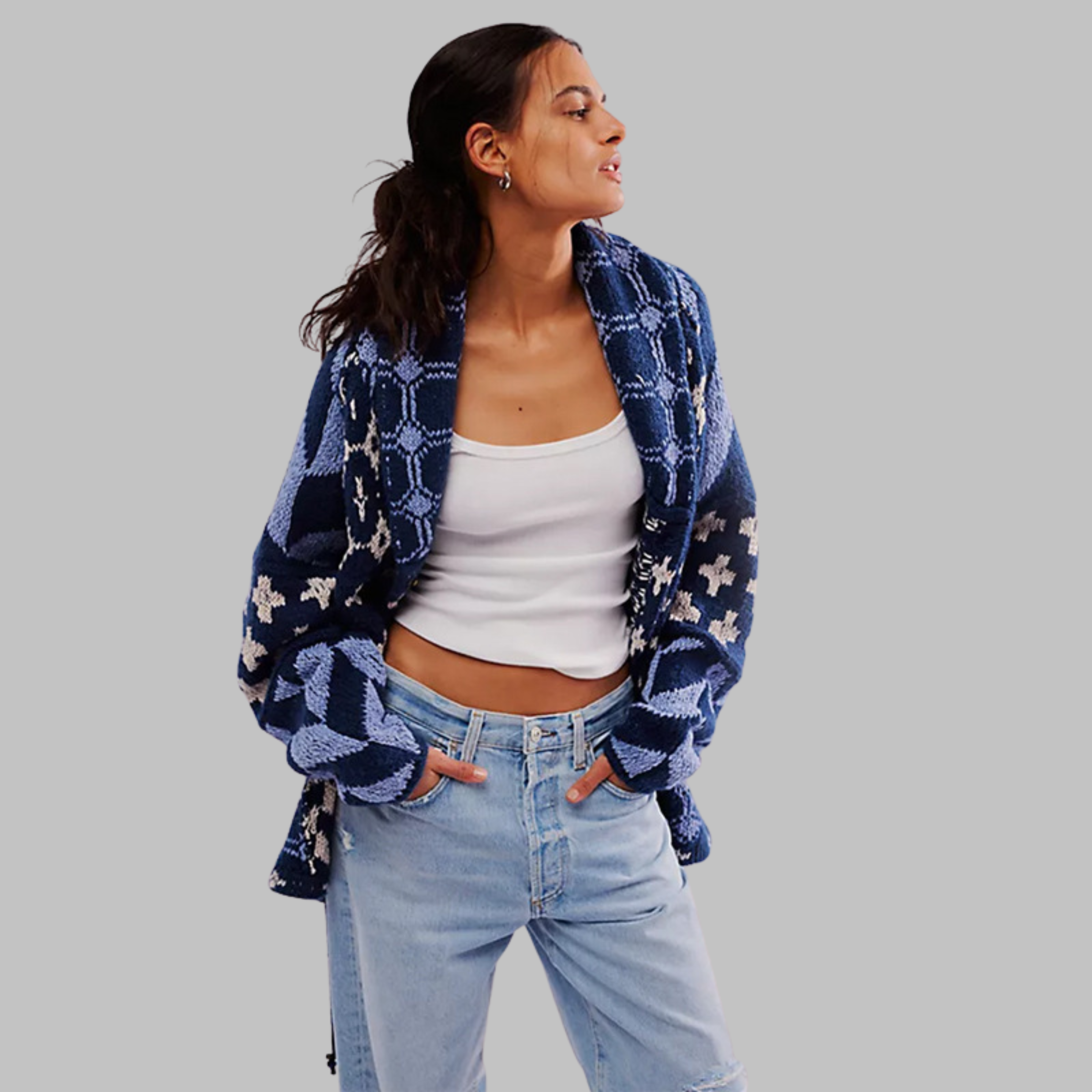 Kimberly Benn | Vintage Button Down Collar Long Sleeve Oversized Cardigan