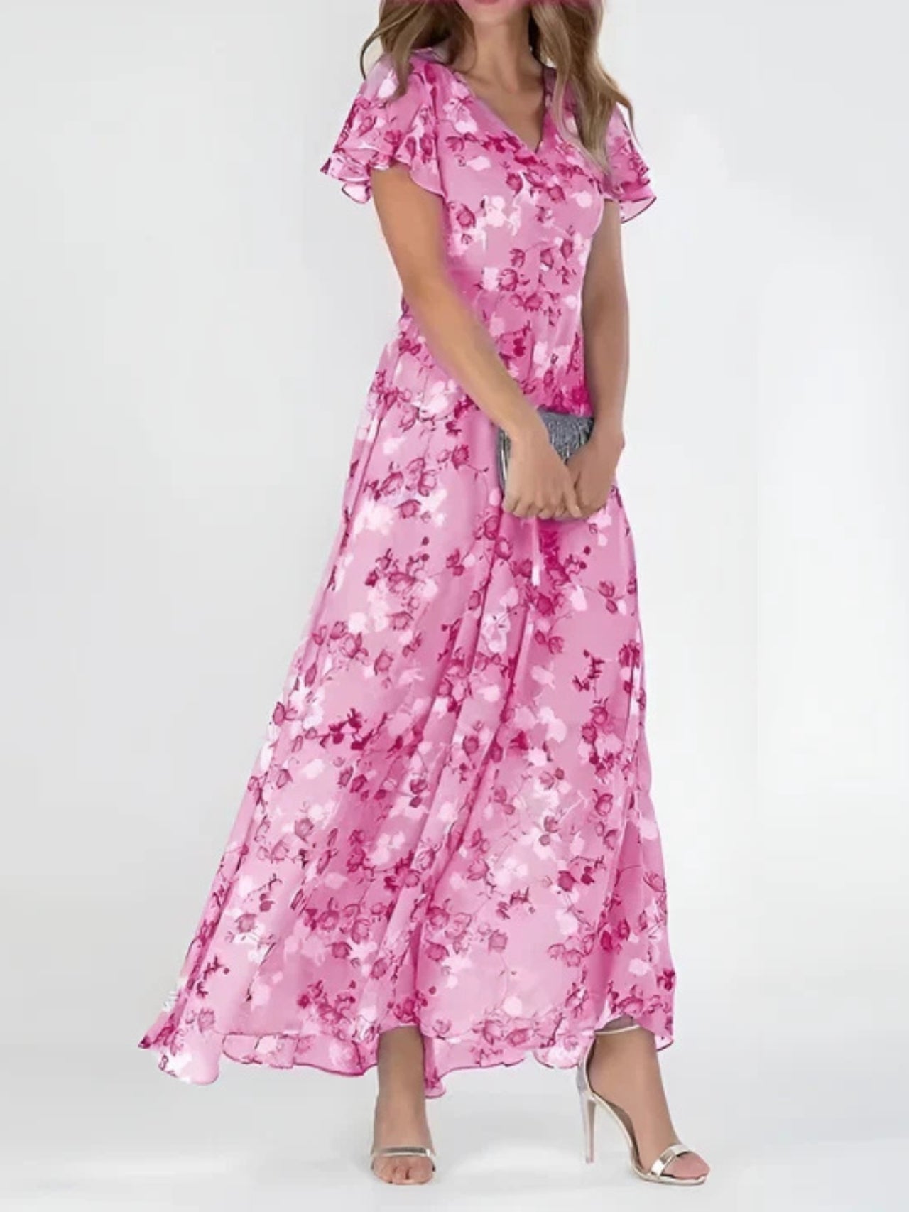 Kimberly Benn | Flutter Sleeve Floral Maxi Dress