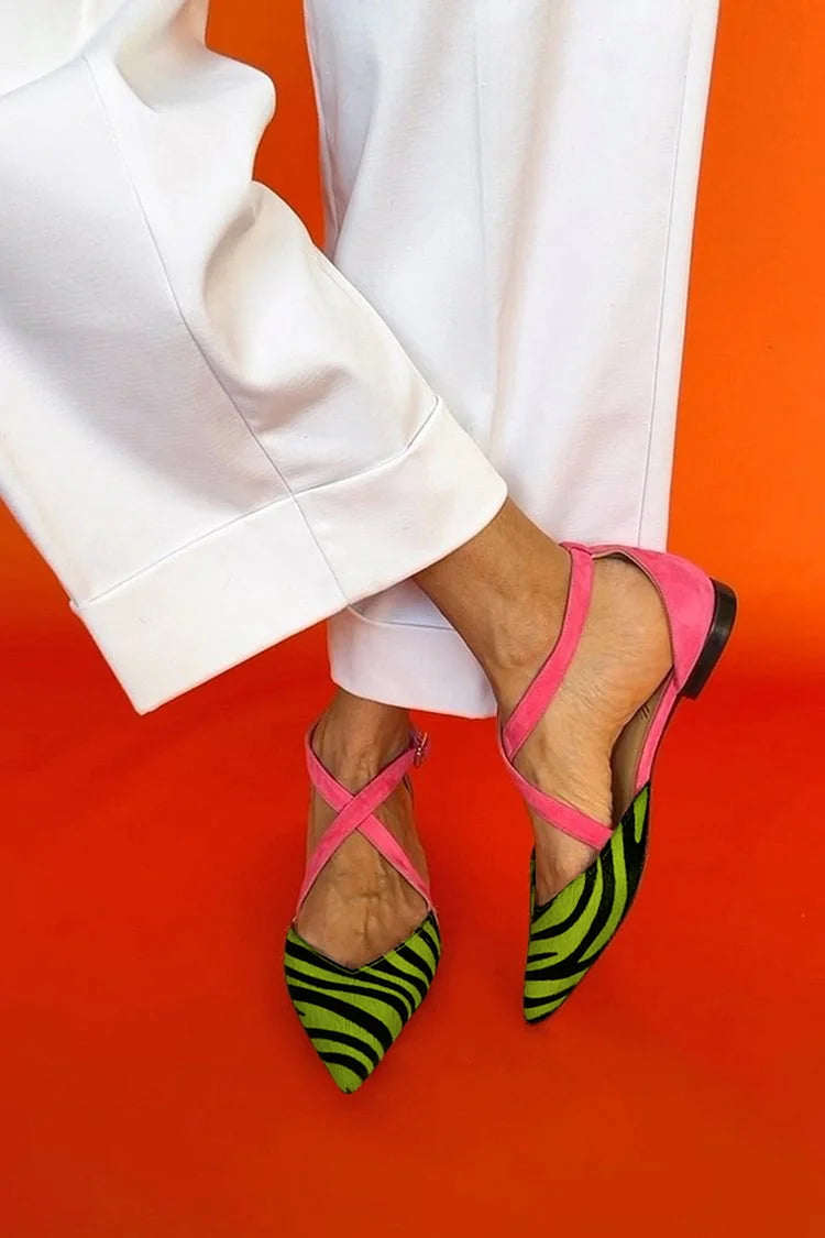 Kimberly Benn | Zebra Print Cross-Strap Flats