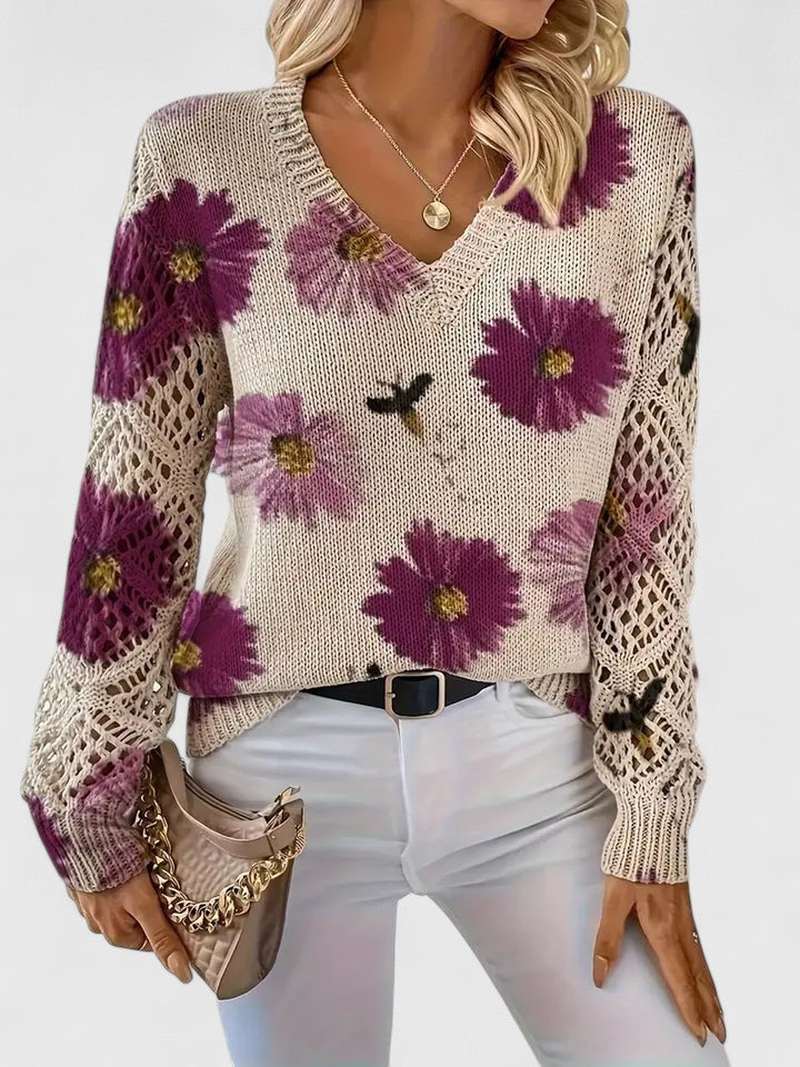 Kimberly Benn | Elegant Floral Knit Sweater