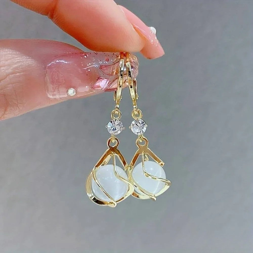 Kimberly Benn | Antique White Opal Gold Drop Earrings