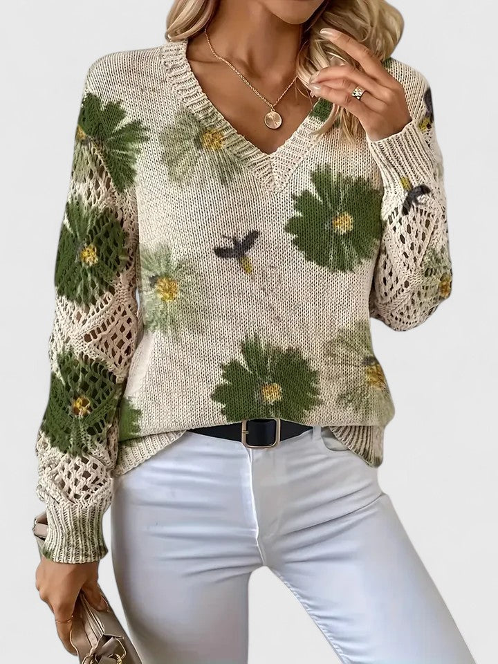 Kimberly Benn | Elegant Floral Knit Sweater