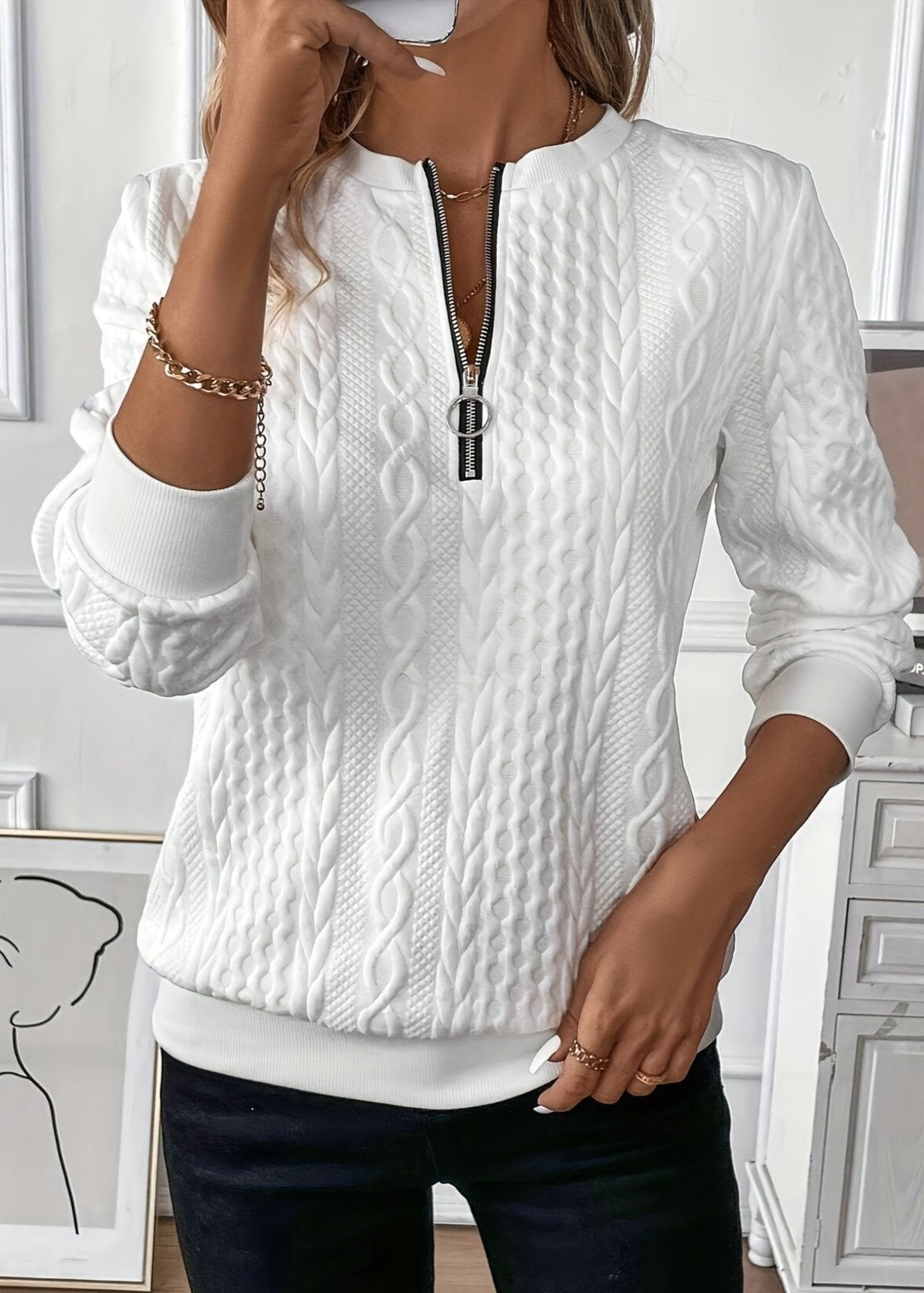 Kimberly Benn | Elegant Quarter-Zip Sweater