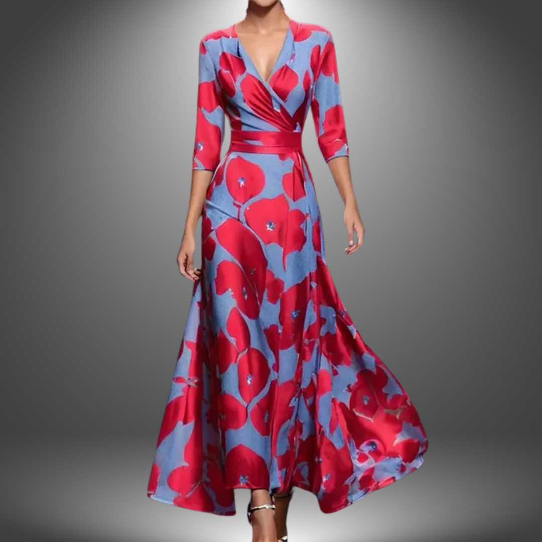 Kimberly Benn | Flattering V-Neck Half Sleeve Maxi Dress