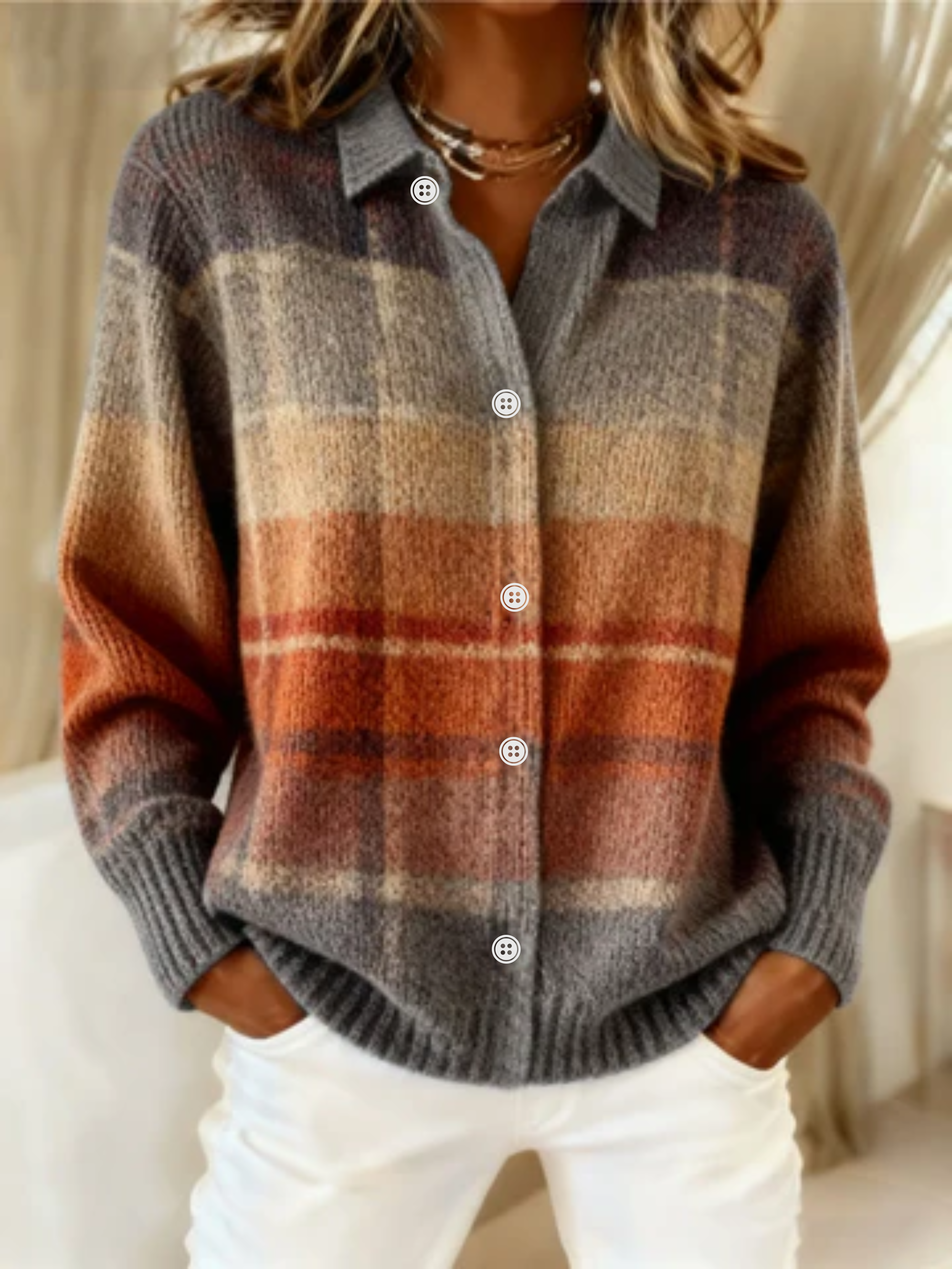 Kimberly Benn | Checked Blouse Made From Warm, Soft Hoodie Material