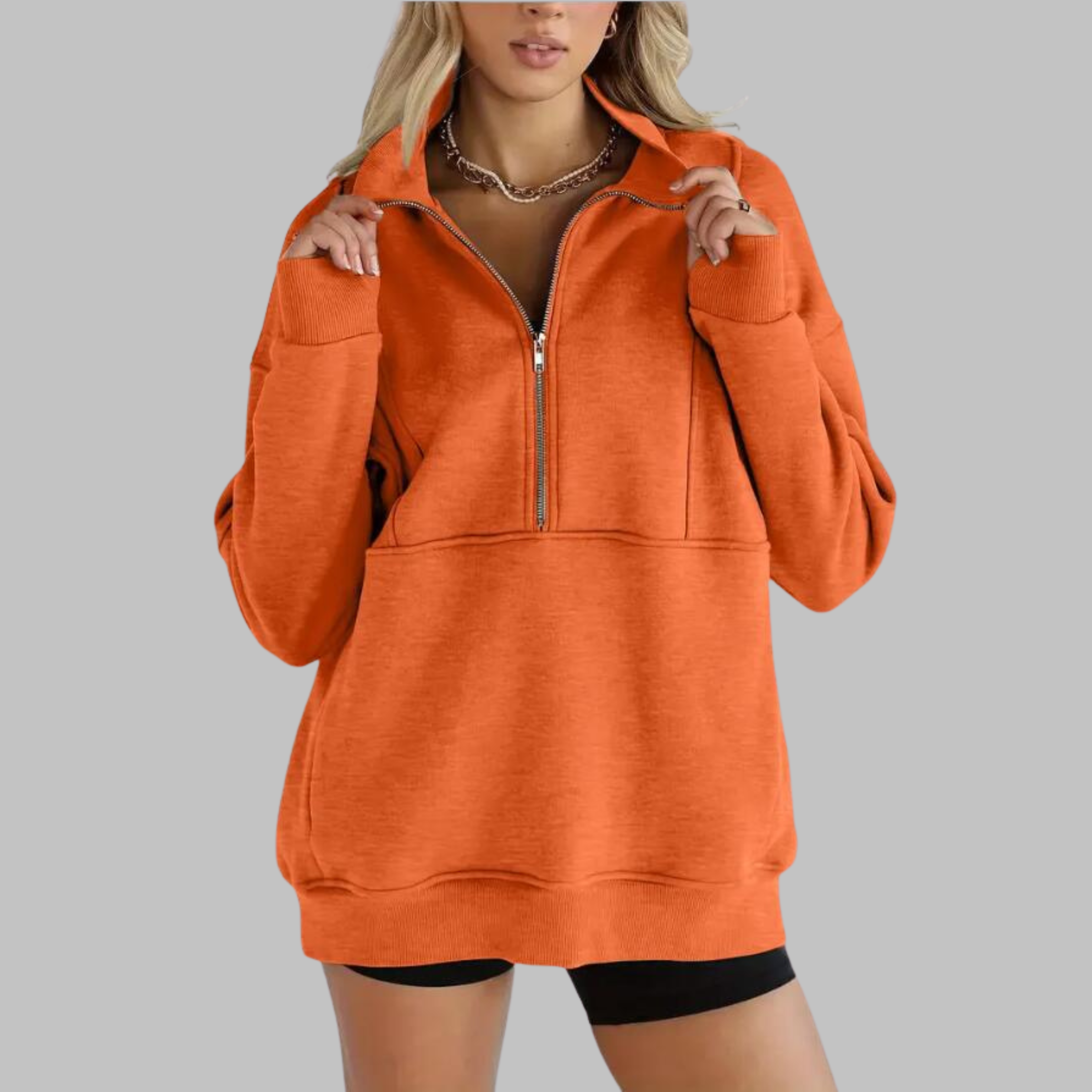 Kimberly Benn | Comfy Collar Half Zip Oversized Long Sleeve Sweatshirt