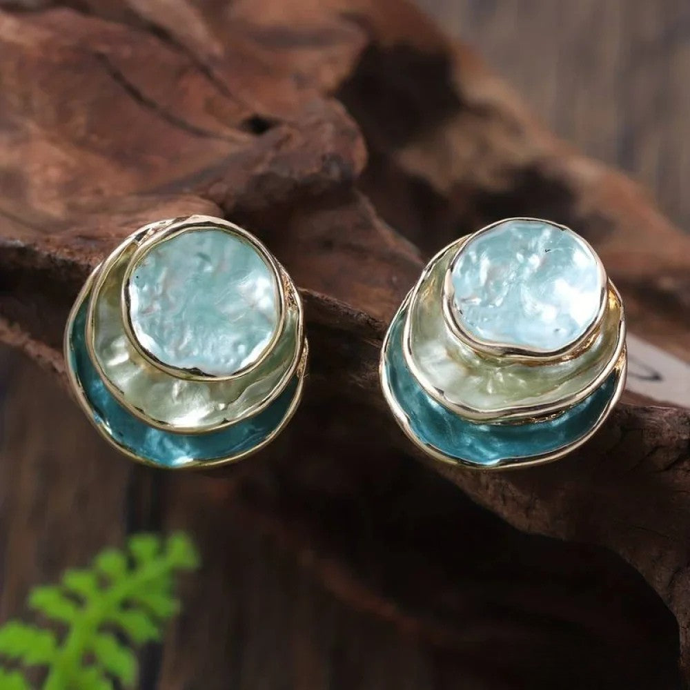 Kimberly Benn | Vintage Hand-Painted Multi-Layer Round Earrings