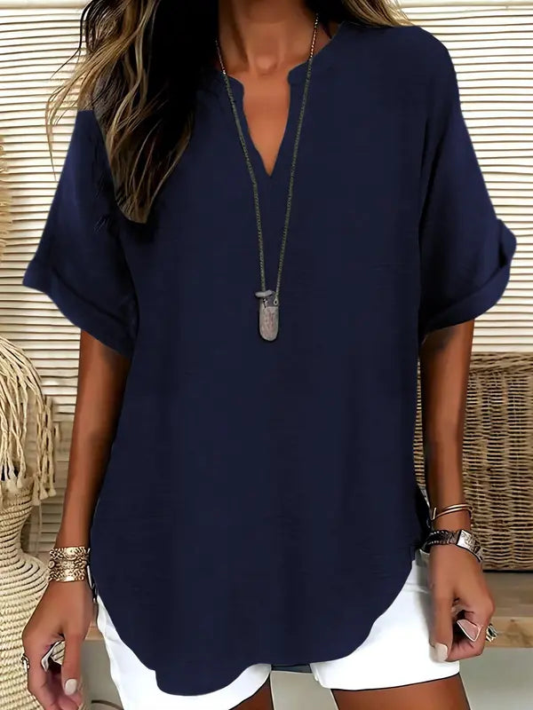 Kimberly Benn | Casual Plain Short Sleeve Blouse