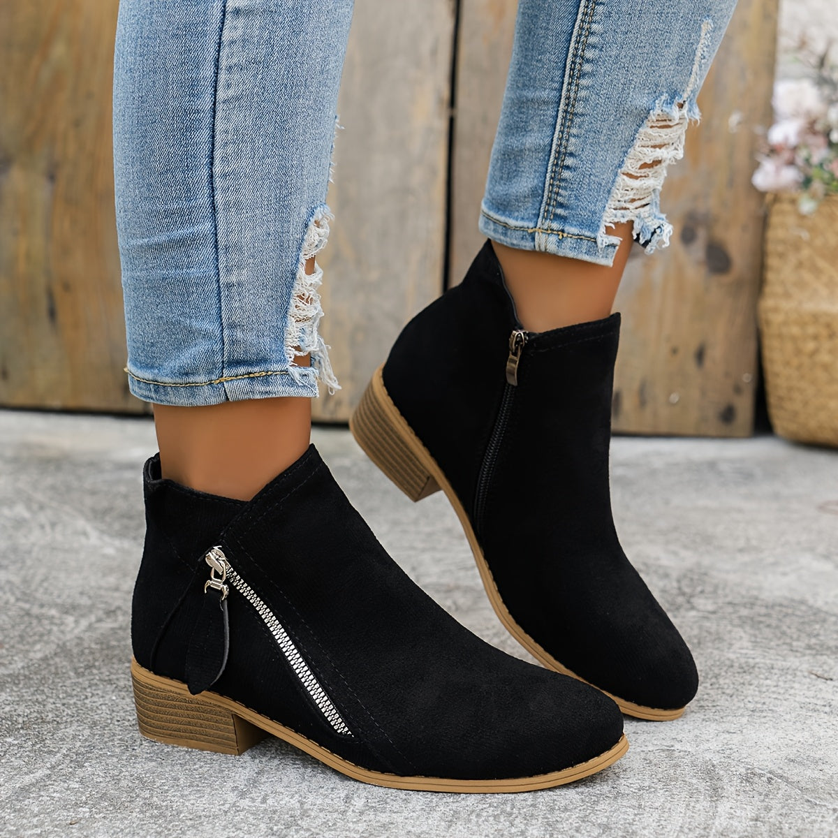 Kimberly Benn | Zip Ankle Boots, Leather, Black