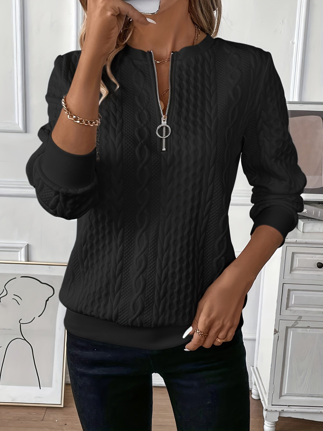 Kimberly Benn | Elegant Quarter-Zip Sweater