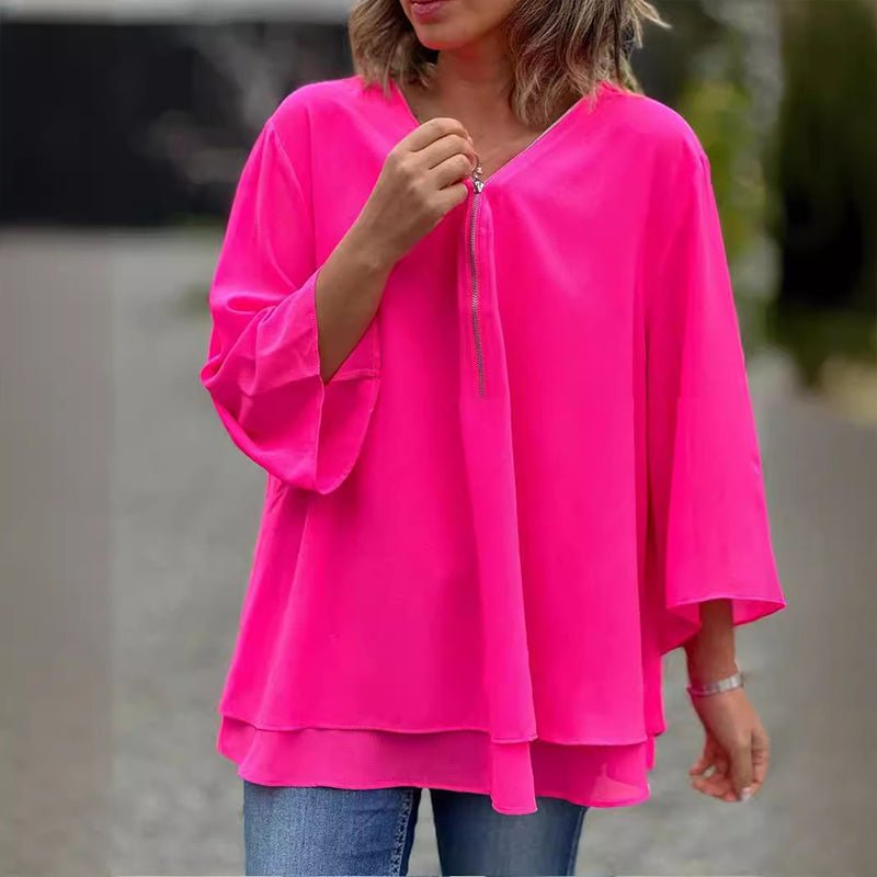 Kimberly Benn | Chiffon Zipper Blouse