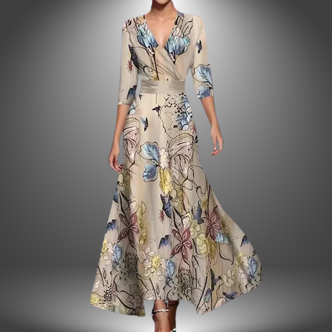 Kimberly Benn | Flattering V-Neck Half Sleeve Maxi Dress