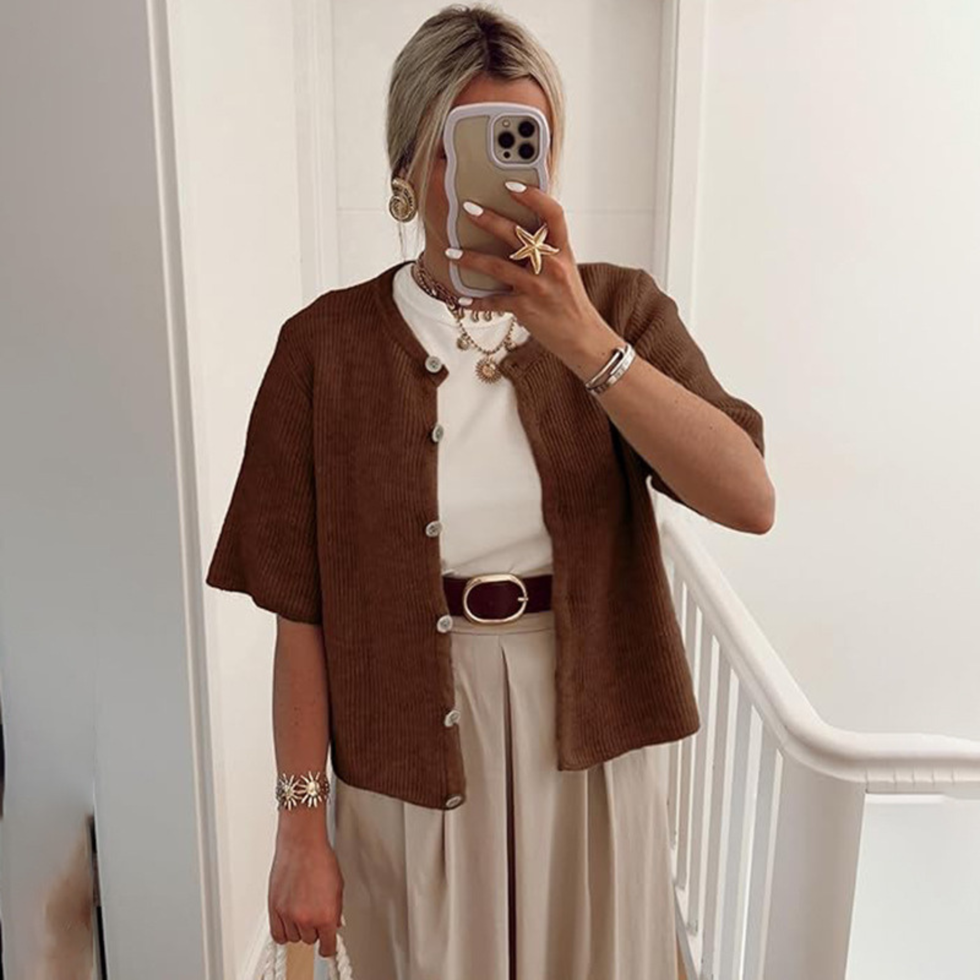 Kimberly Benn | Lightweight Short Sleeve Button Down Cardigan