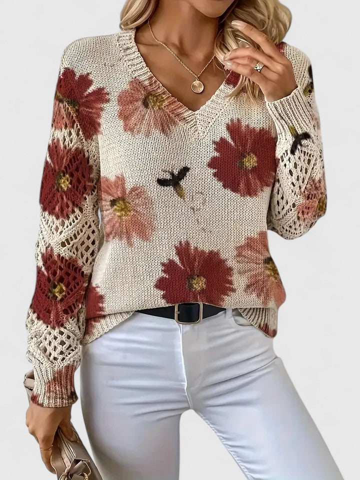 Kimberly Benn | Elegant Floral Knit Sweater