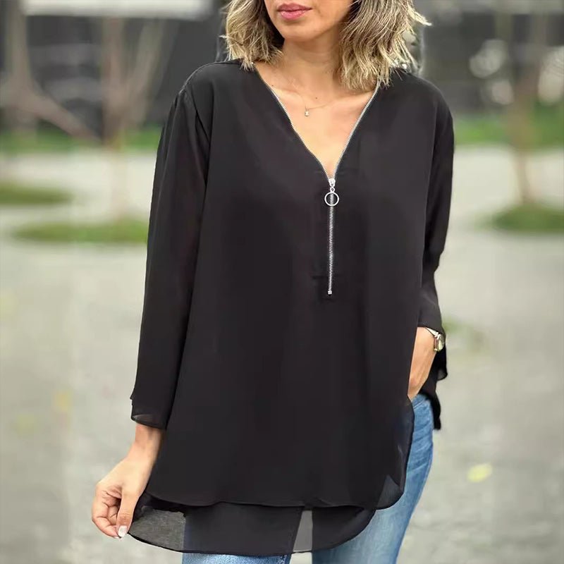 Kimberly Benn | Chiffon Zipper Blouse