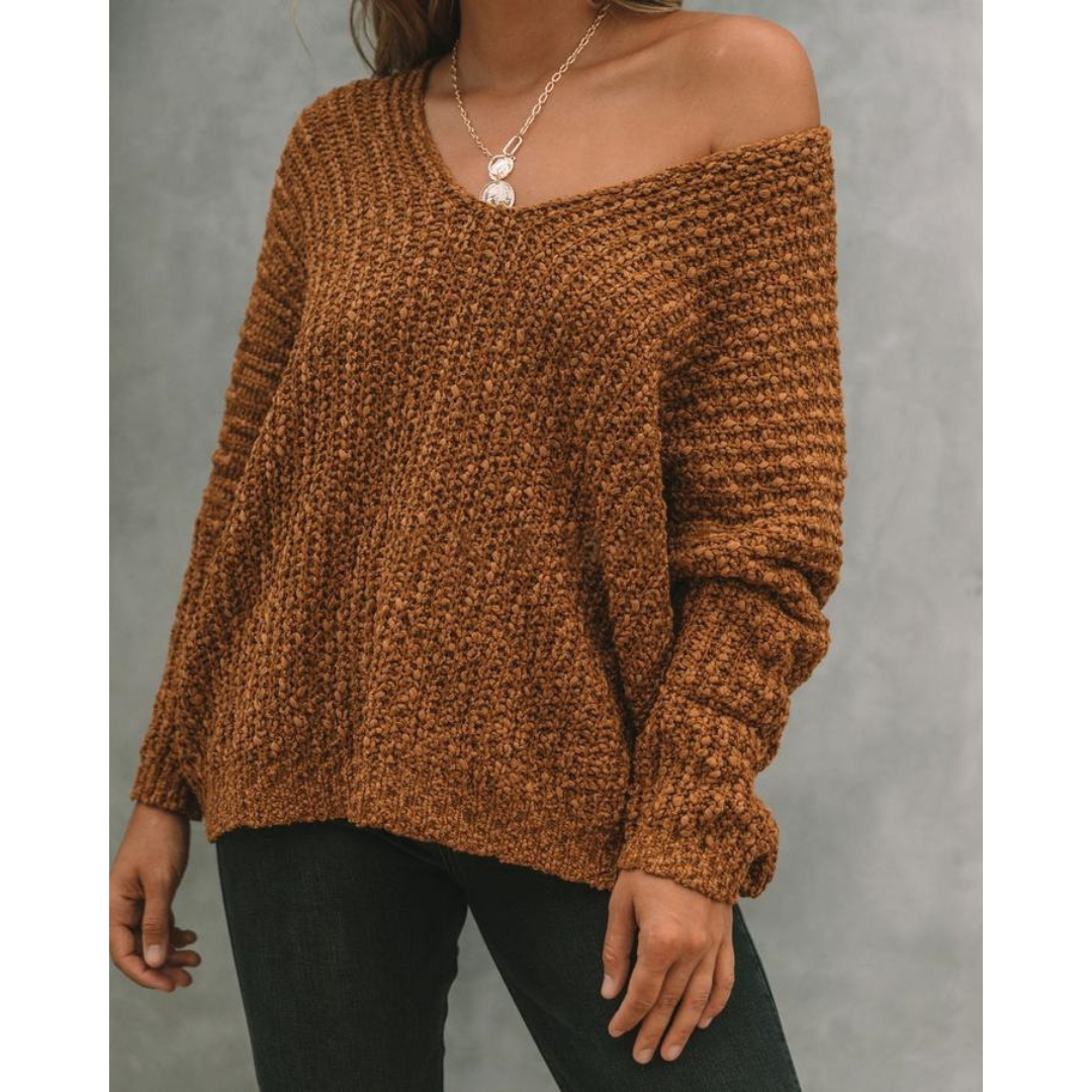 Kimberly Benn | Lightweight V-Neck Long Sleeve Drop Shoulder Sweater