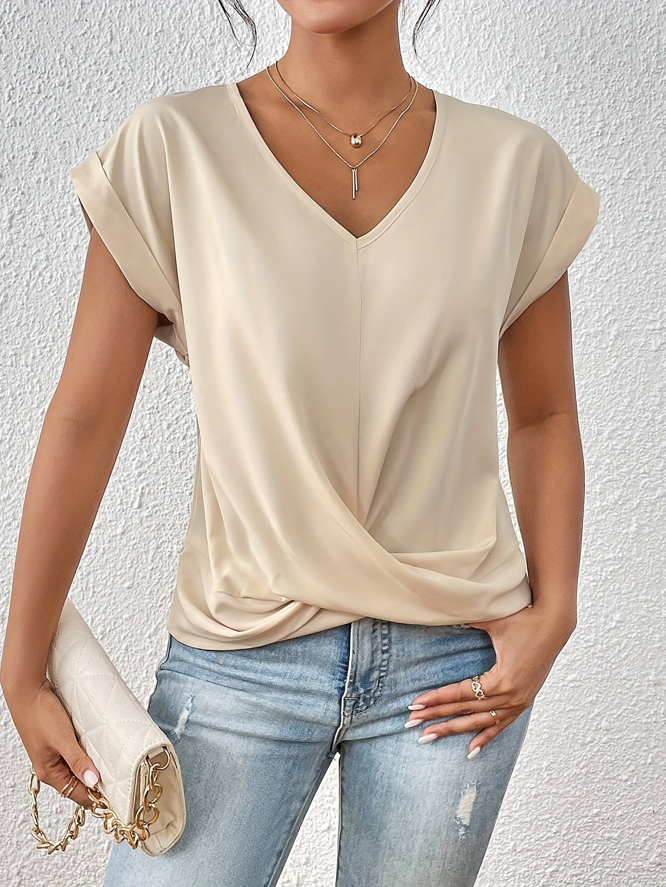 Kimberly Benn | Classic Twist Detail V-Neck Top