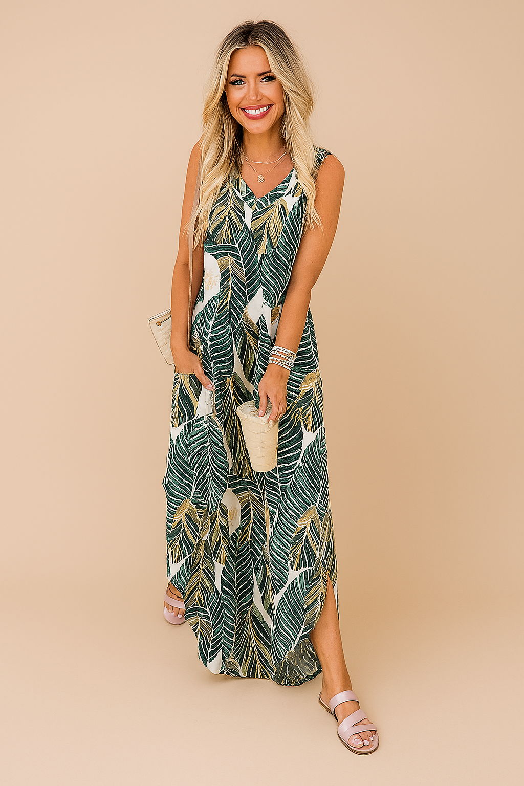 Kimberly Benn | Tropical Leaf Print Maxi Dress