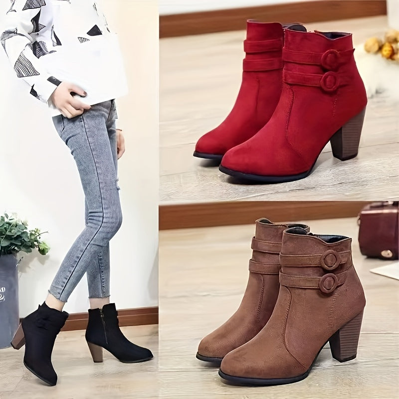 Kimberly Benn | Block Heel Ankle Boots in Soft Material