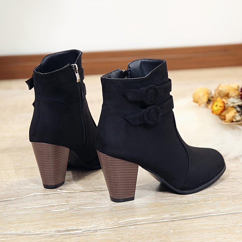 Kimberly Benn | Block Heel Ankle Boots in Soft Material