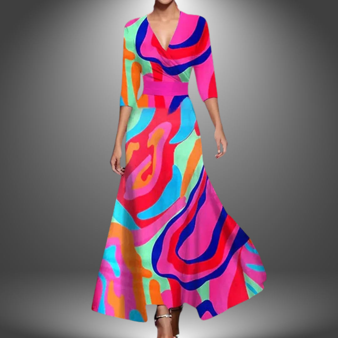Kimberly Benn | Flattering V-Neck Half Sleeve Maxi Dress