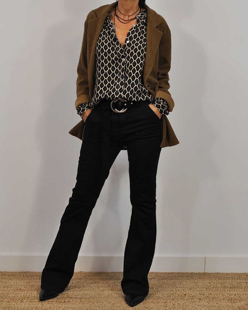 Kimberly Benn | Geometric V-Neck Blouse