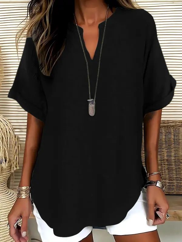 Kimberly Benn | Casual Plain Short Sleeve Blouse