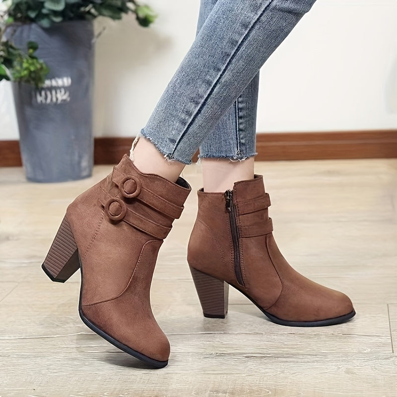 Kimberly Benn | Block Heel Ankle Boots in Soft Material
