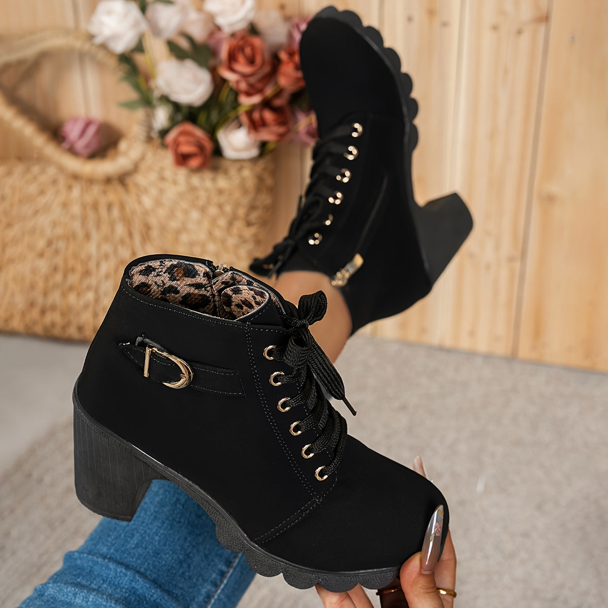 Kimberly Benn | Lace-Up Heel Boots In Black