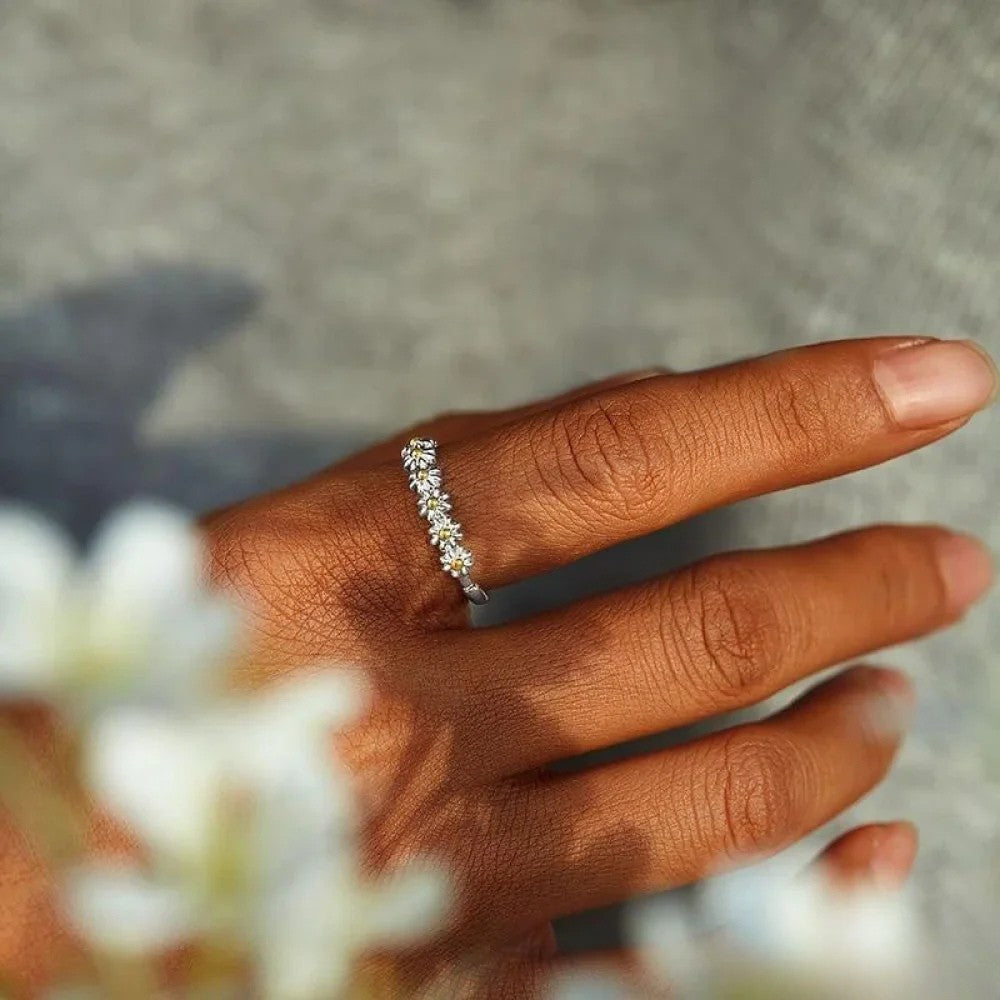Kimberly Benn | Adjustable Ring in Silver with Hand-Painted Enamel Design