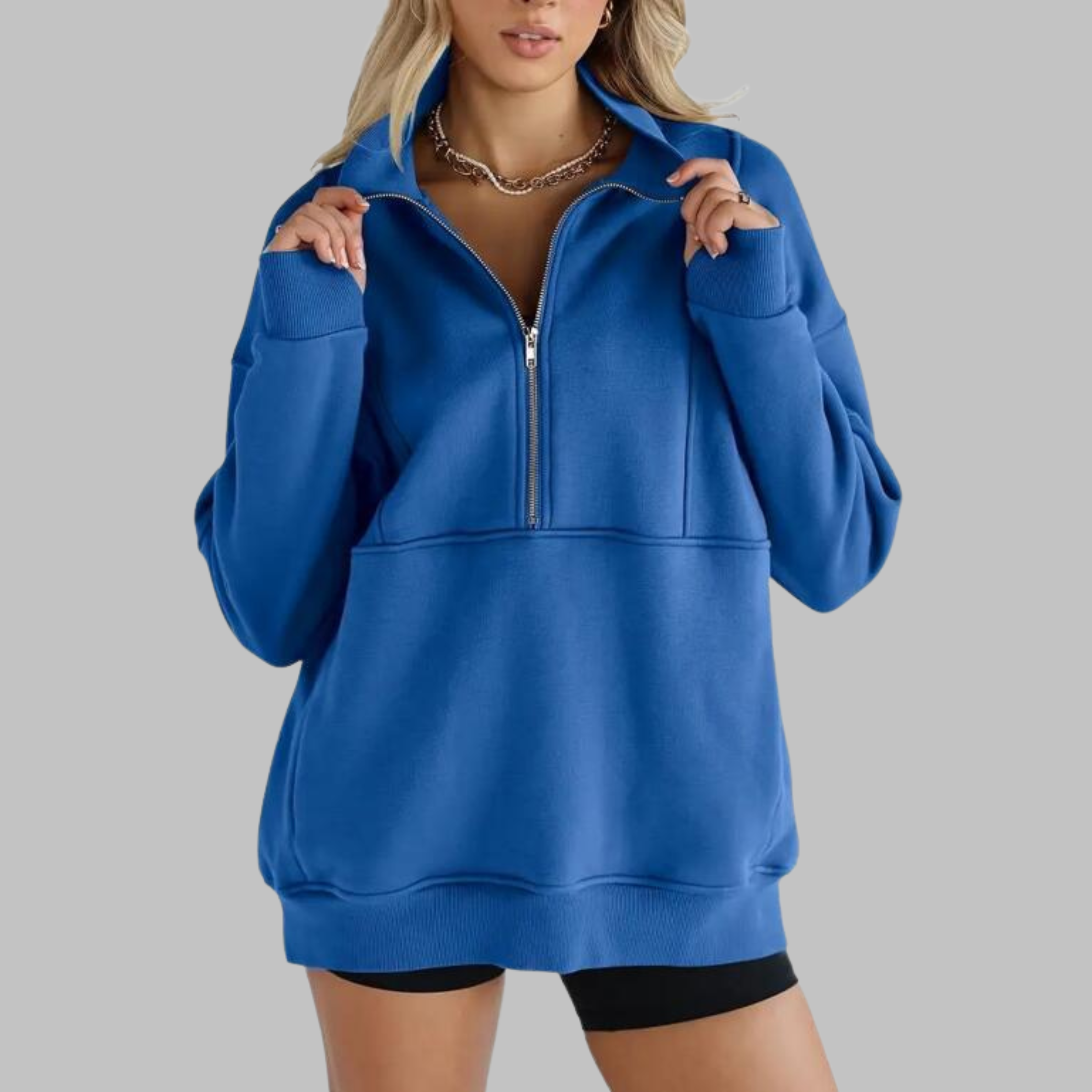 Kimberly Benn | Comfy Collar Half Zip Oversized Long Sleeve Sweatshirt
