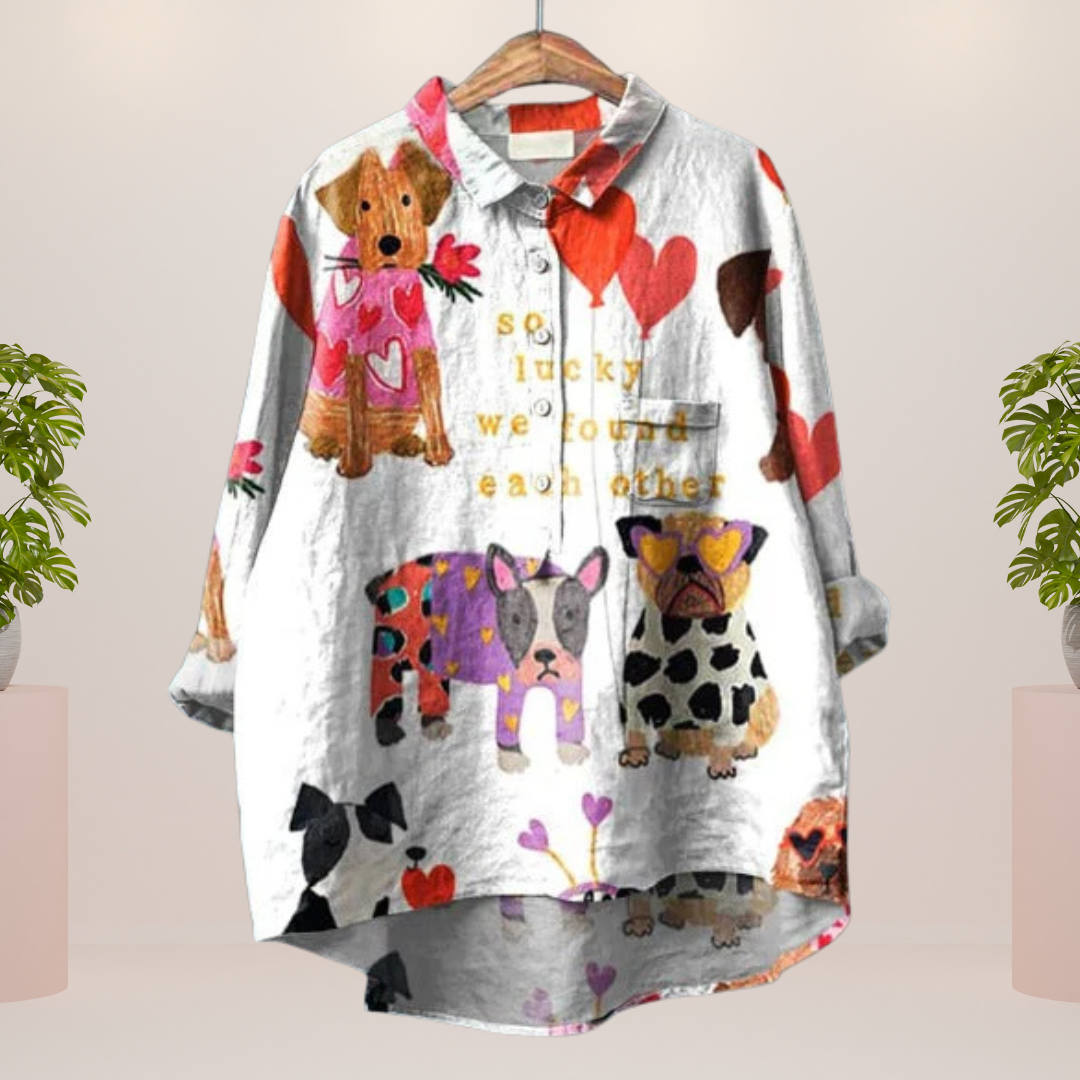 Kimberly Benn | Dog Print Button-Up Shirt