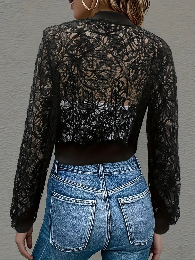Kimberly Benn | Crop Lace Bomber