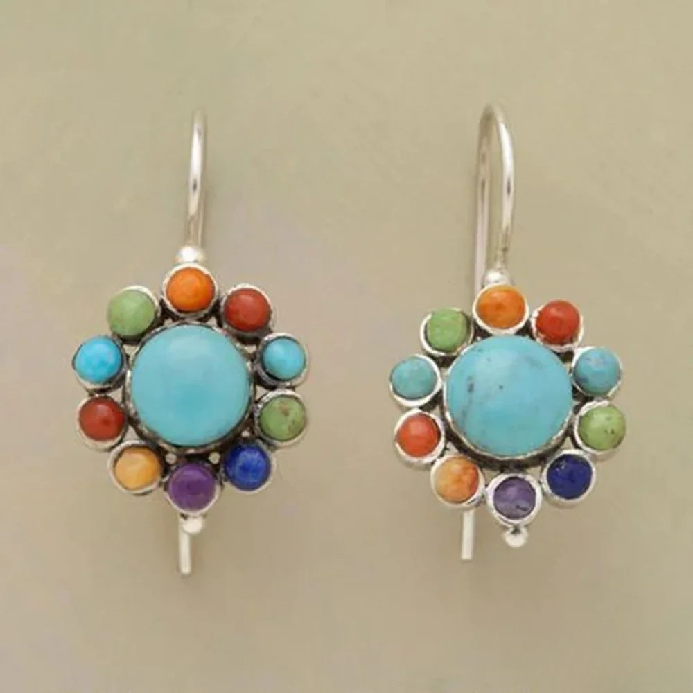 Kimberly Benn | Multicolored Round Earrings In Turquoise