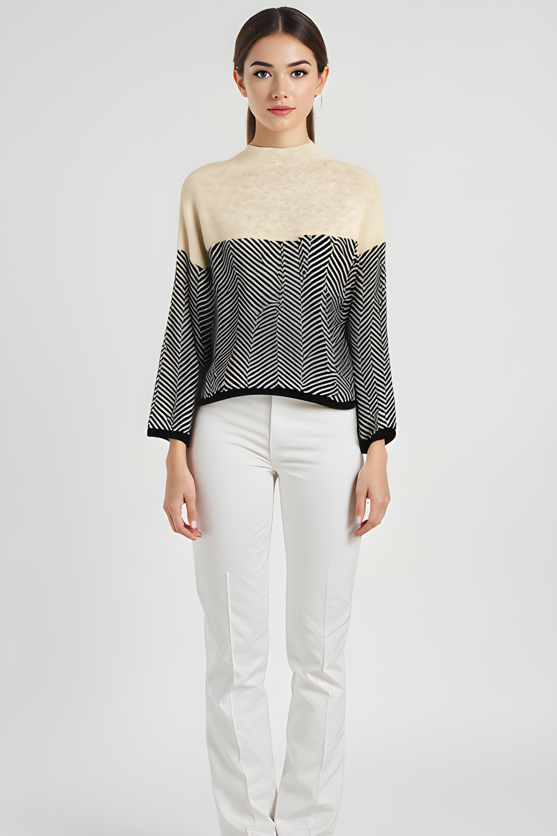 Kimberly Benn | Two-Tone High-Neck Pullover