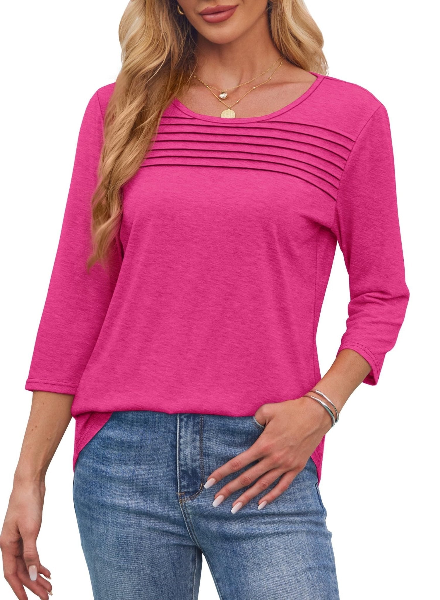 Kimberly Benn | Pleated 3/4 Sleeve Top
