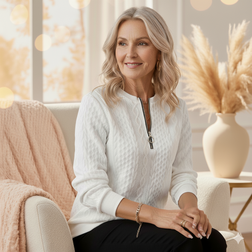 Kimberly Benn | Zip-up Cable Knit Sweater