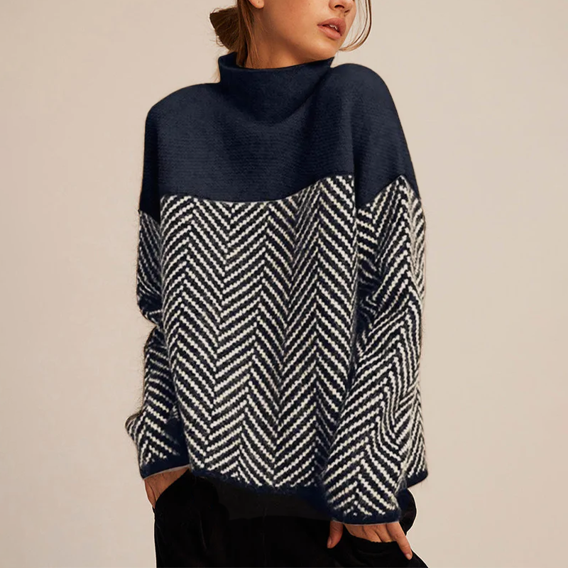 Kimberly Benn | Two-Tone High-Neck Pullover