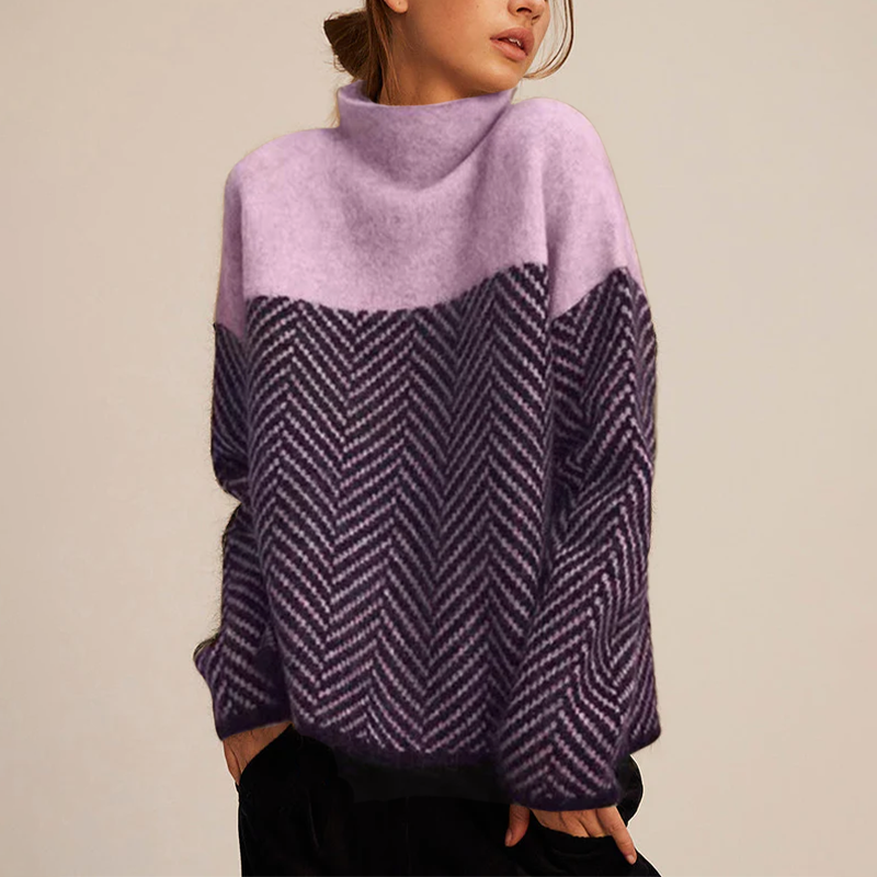 Kimberly Benn | Two-Tone High-Neck Pullover