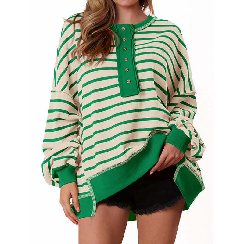 Kimberly Benn | Casual Oversized Striped Long Sleeve Sweatshirt