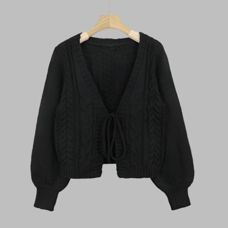 Kimberly Benn | Cozy Vintage Chunky Tie-Front Long Sleeve Cardigan